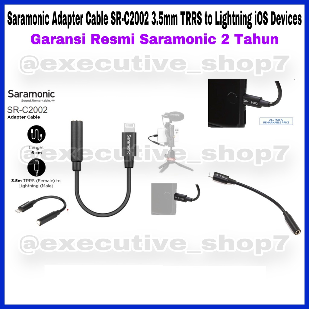 Saramonic Adapter Cable SR-C2002 3.5mm TRRS to Lightning IOS Devices - Garansi Resmi Saramonic 2 Tahun