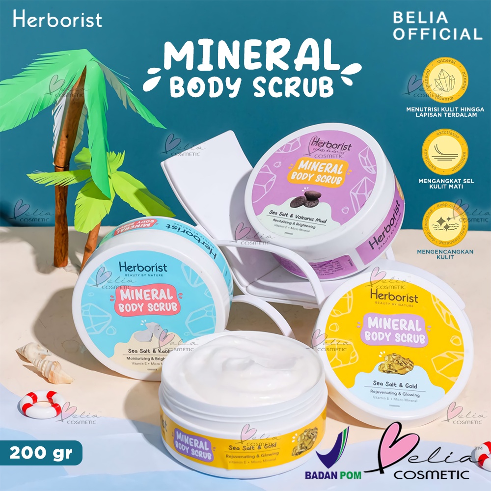 ❤ BELIA ❤ Herborist Mineral Body Scrub 200gr | Moisturizing &amp; Brightening | Revitalizing | Rejuvenating &amp; Glowing | BPOM