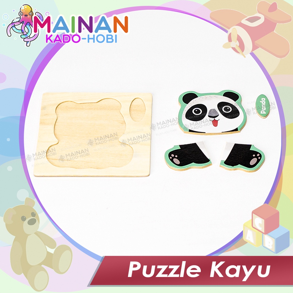 MAINAN TRADISIONAL SUSUN PUZZLE KAYU KARAKTER ANIMAL 1-4 TAHUN