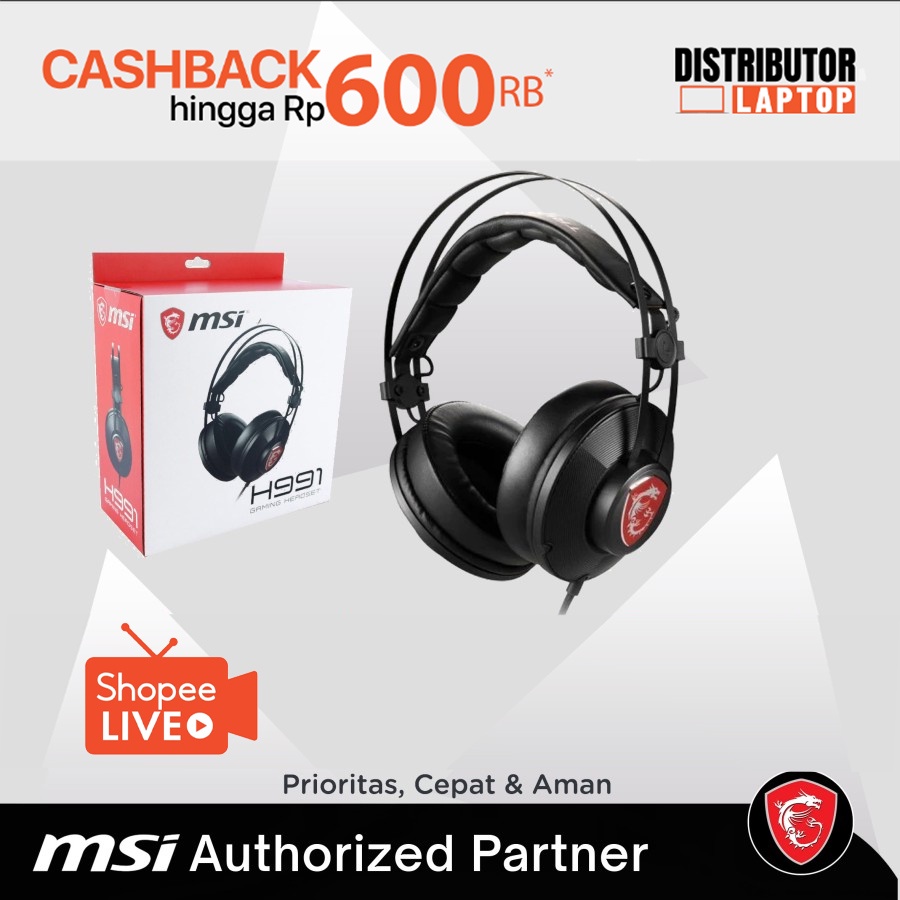 MSI HEADSET GAMING H991 RESMI BNIB - CICILAN  0%