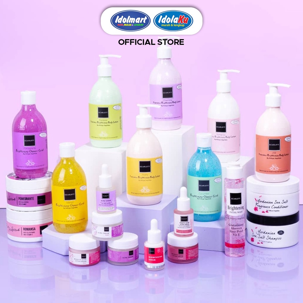 IDOLMART Scarlett Whitening BPOM Resmi Original Scarlett Body Lotion / Body Scrub / Facial Wash / Day Cream / Night Cream / Shower Scrub / Serum / Gel Mask / Essence Toner Surabaya