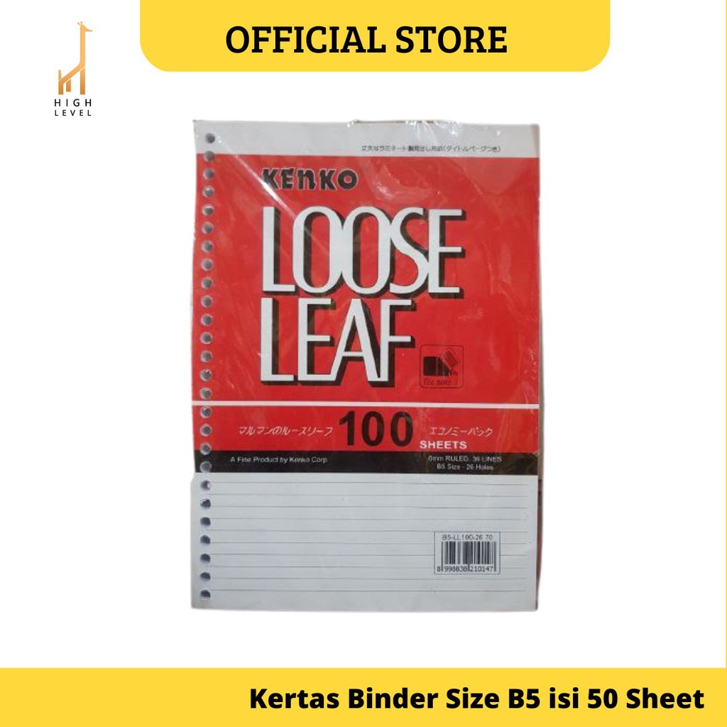 

Kertas Binder Kenko Ukuran B5 isi 50 Pcs