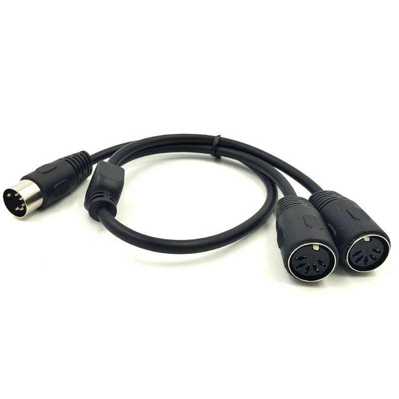 Zzz 19.6inch DIN 5-Pin Splitter Y Kabel Adaptor, MIDI 5pin Male to Double 2x DIN-5 Female Extension Line Cable Cord