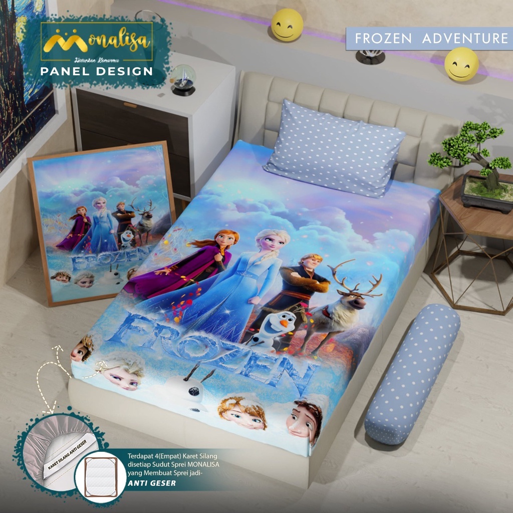 SPREI MONALISA PANEL FROZEN KING 180X200, Queen 160x200 dan single 120x200