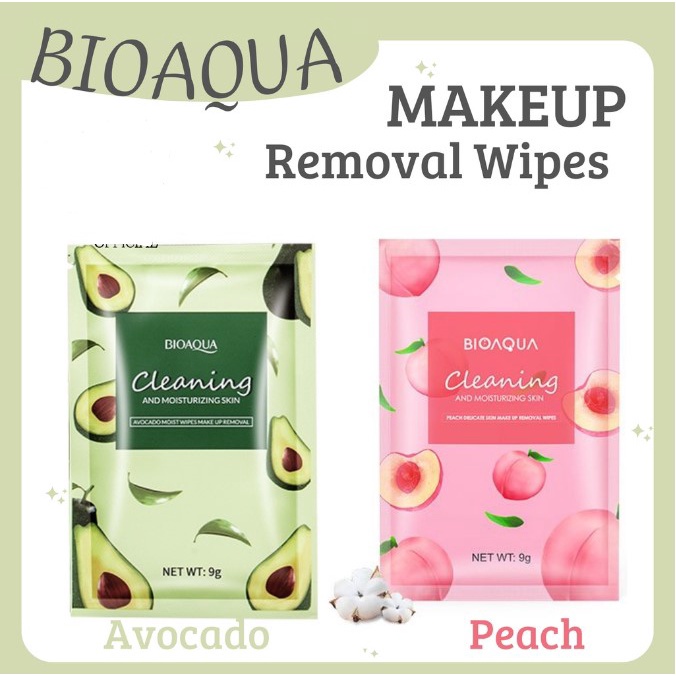 READY (ECER) Bio Aqua Bioaqua Avocado Moist Wipes Make Up Removal / Peach Delicate Wipes Make Up Removal 9gr