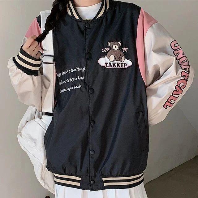 Jaket Varsity Baseball Base Ball TAKKEP BEAR bisa untuk Wanita/Pria