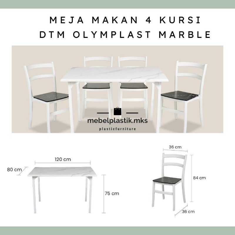 Meja Makan Set 4 Kursi Olympic DTM Marble