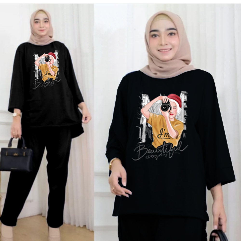 FF SETELAN TUNIK WANITA HIJAB COLABORATION BAHAN BABYTERY IMPORT 08