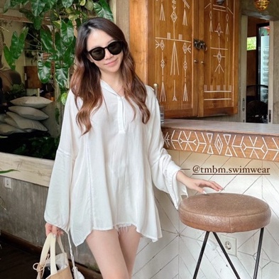 TMBM - Bohemian Outer Cover up bikini Luaran Putih white pantai spring baju renang swimwear swimsuit