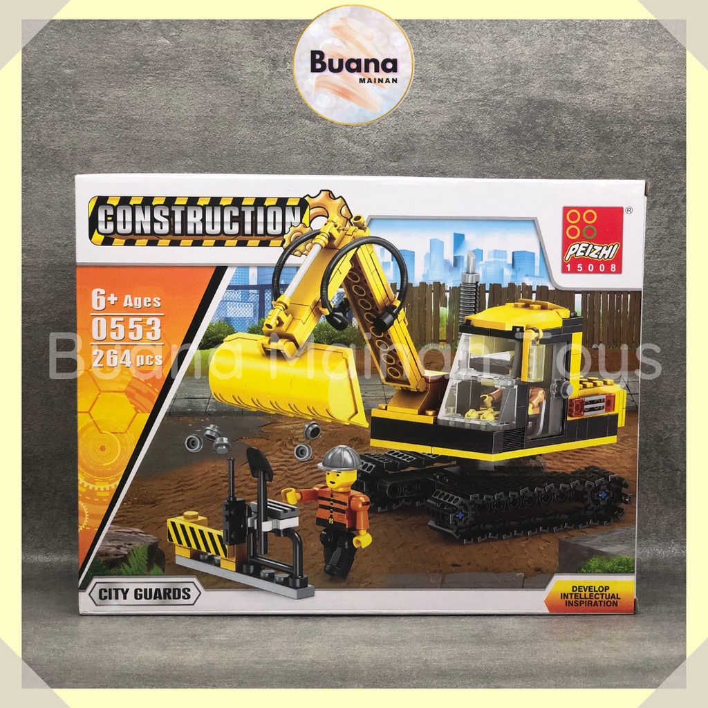 BRICKS PEIZHI CITY CONSTRUCTION TRUCK MAINAN EDUKASI ANAK COWO CEWE BRICK BEKO BULDOZER BLOCK 0552