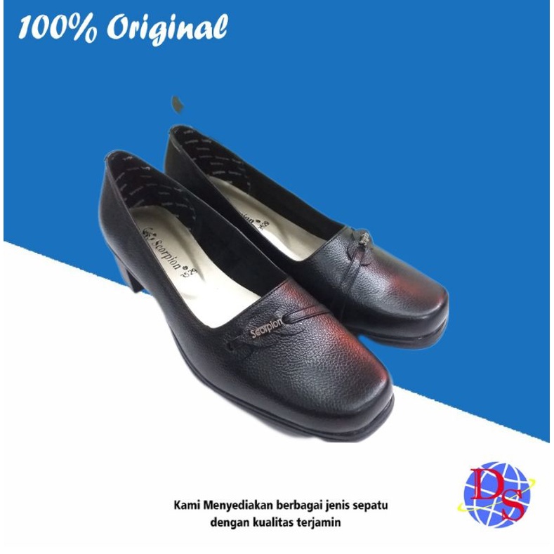 Sepatu Pantofel Wanita Kulit Scorpion 3529 Hitam Sepatu Pantofel Kerja