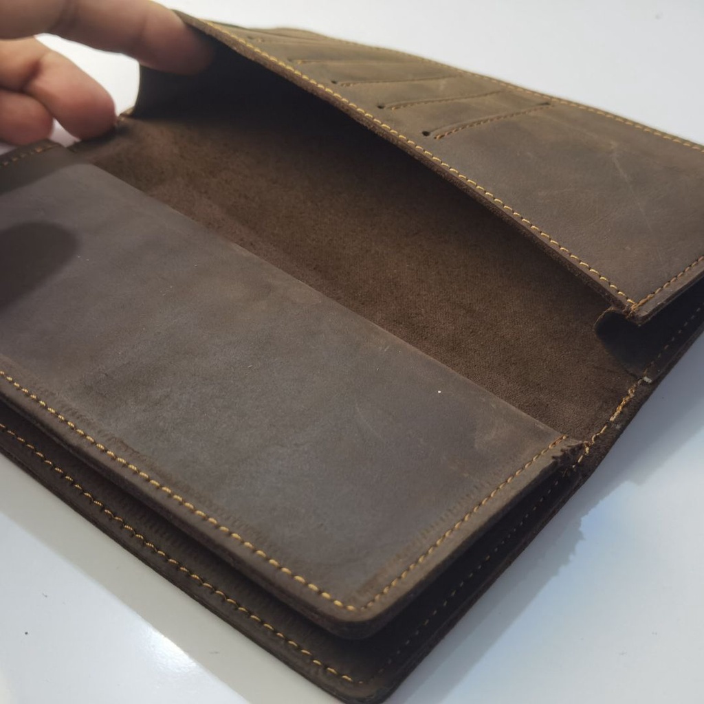 Dompet kulit asli Panjang Crazy horse banyak kartu tipe Alice