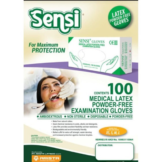 Stk Sarung Tangan Latex Sensi Non Powder / Sarung Tangan Latex Powder Free