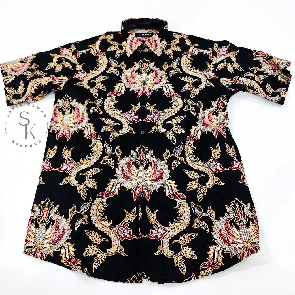 Kemeja ALISAN Corak Batik Print Regular Lengan PENDEK ( seri 00317B )