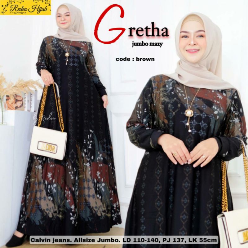 GAMIS CALVIN JEANS GRETHA JUMBO MAXY GAMIS PRINTING MOTIF BATIK ORI SOLO GAMIS HARIAN WANITA DRESS K