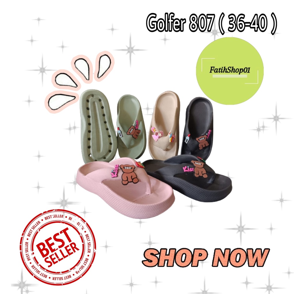 SANDAL JEPIT WANITA DILI GOLFER KEKINIAN TERMURAH 807 (36-40) SANDAL JEPIT KOREAN STYLE TERBARU