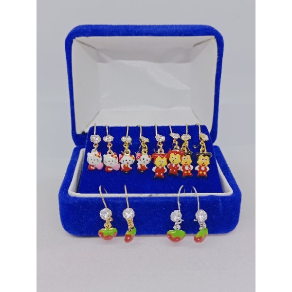 anting kait anak mt 1 karakter cat warna/perak asli silver 925 lapis emas/perhiasan anak fashion terbaru