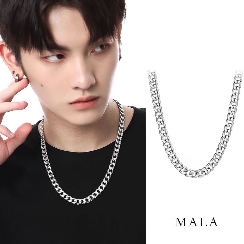 Kalung Rantai Bahan Stainless Steel Gaya Hip Hop Untuk Unisex