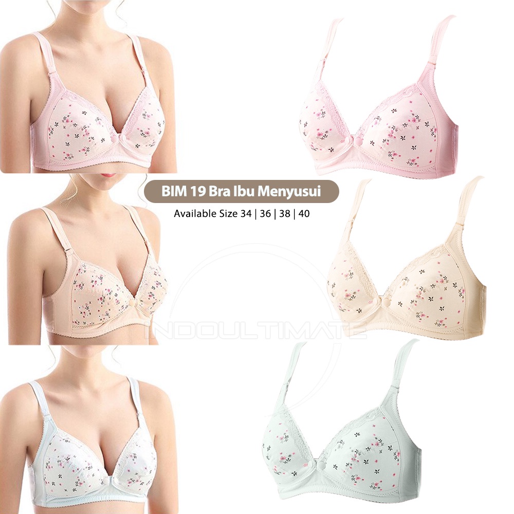 1 Pcs Bra Menyusui BH Tanpa Kawat Bra Menyusui Kancing Depan Pakaian Dalam Wanita Cewek Perempuan Nursing Bra Maternity Bra Ibu Menyusui Bra Motif BIM-19