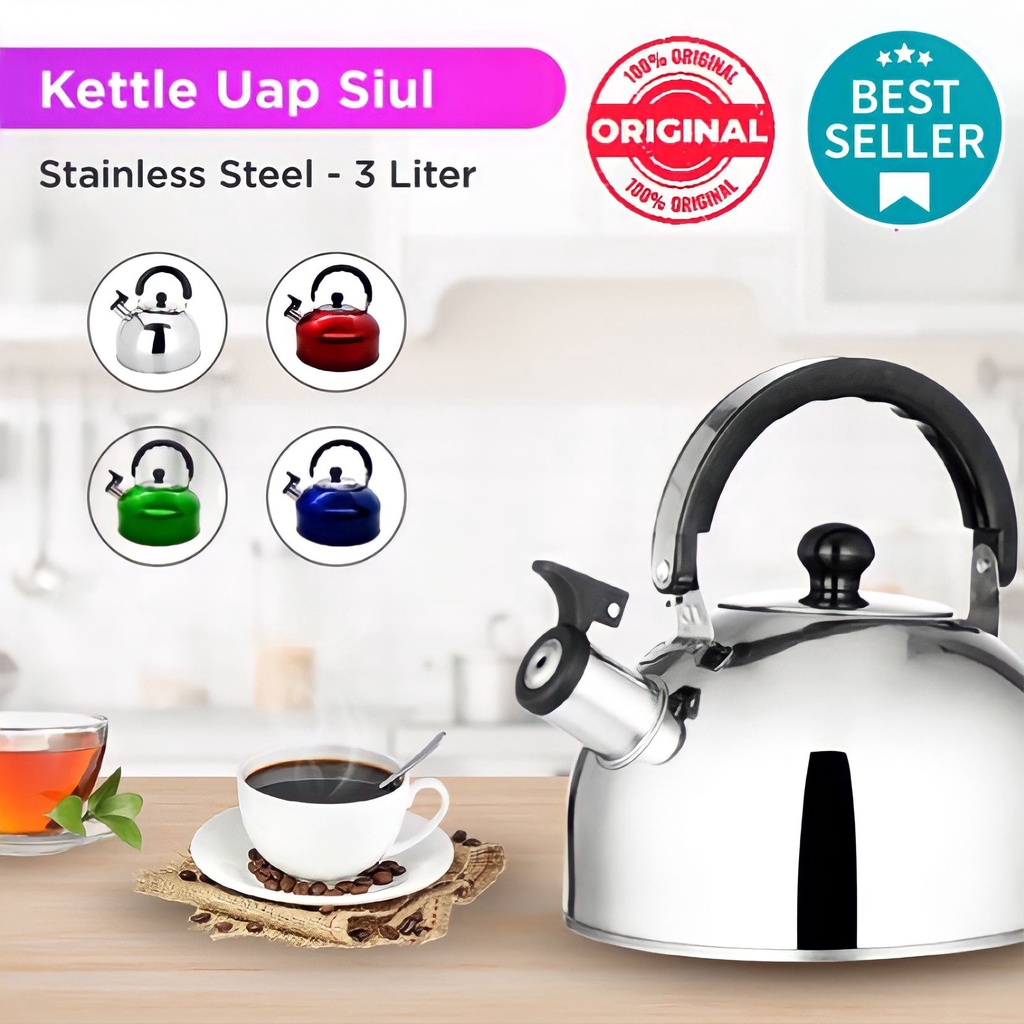 ( BISA COD ) PROMO TEKO AIR UAP SIUL 3 LITER / CERET AIR / WHISTLING KETTLE / TEMPAT AIR PANAS / TEKO AIR PANAS / TEKO AIR MINUM STAINLES STEEL