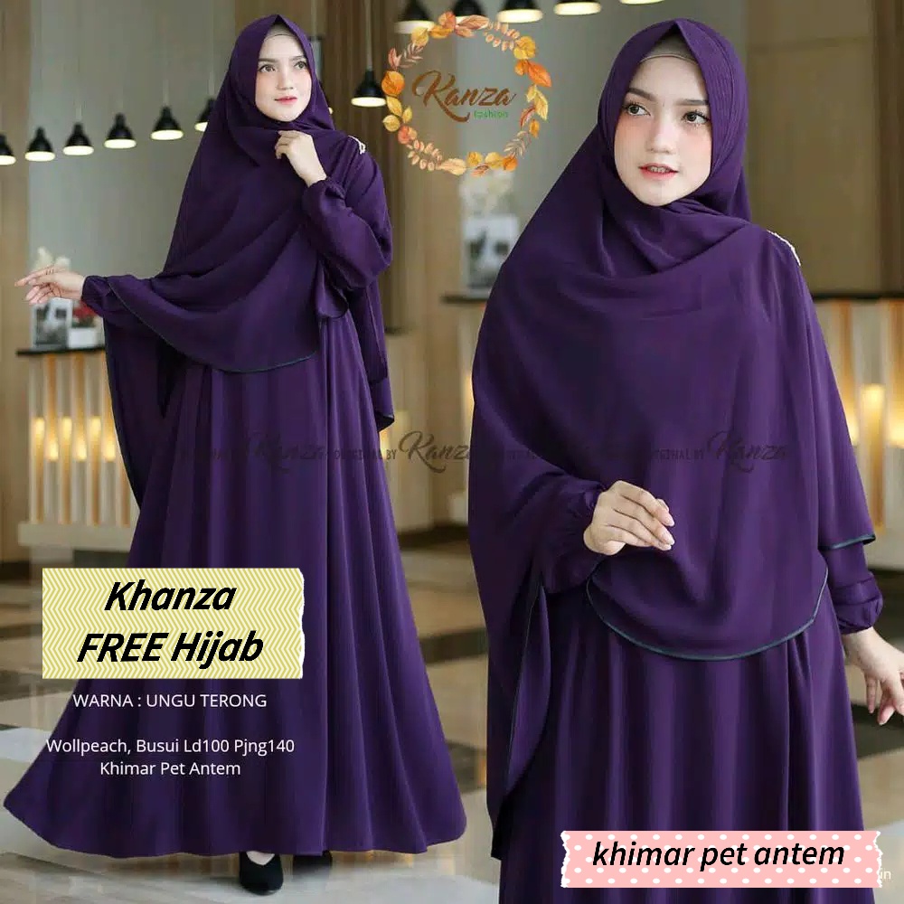 Khanza FREE Hijab - Baju Gamis Dress Syari Wanita Busui L XL XXL Jumbo Kondangan Naik Haji Umroh Ser