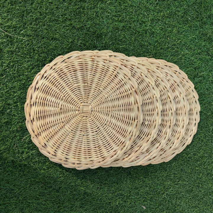 50 Kerajinan Tangan Rotan - Tatakan Piring Bentuk Bulat 1pcs - 30x30x1cm