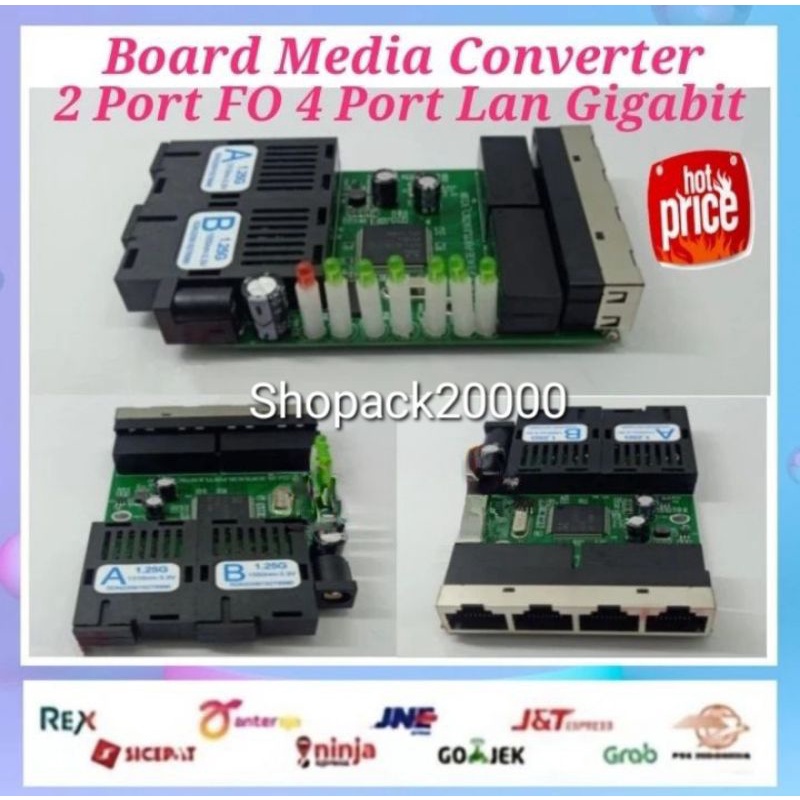 Media Converter 2 Port Fiber Optic 4 Port LAN Gigabit Board Only