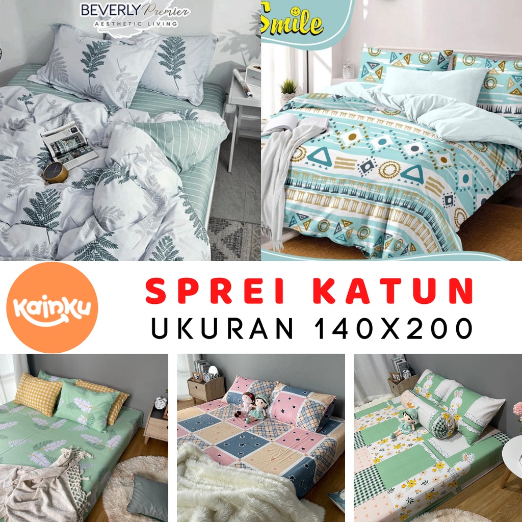 Sprei Motif 140x200 Katun asli anti geser