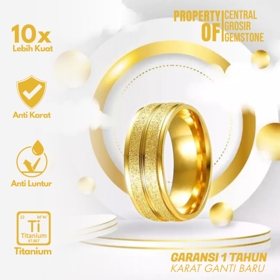Cincin Couple Titanium Gold Cincin Tunangan Pasangan Emas