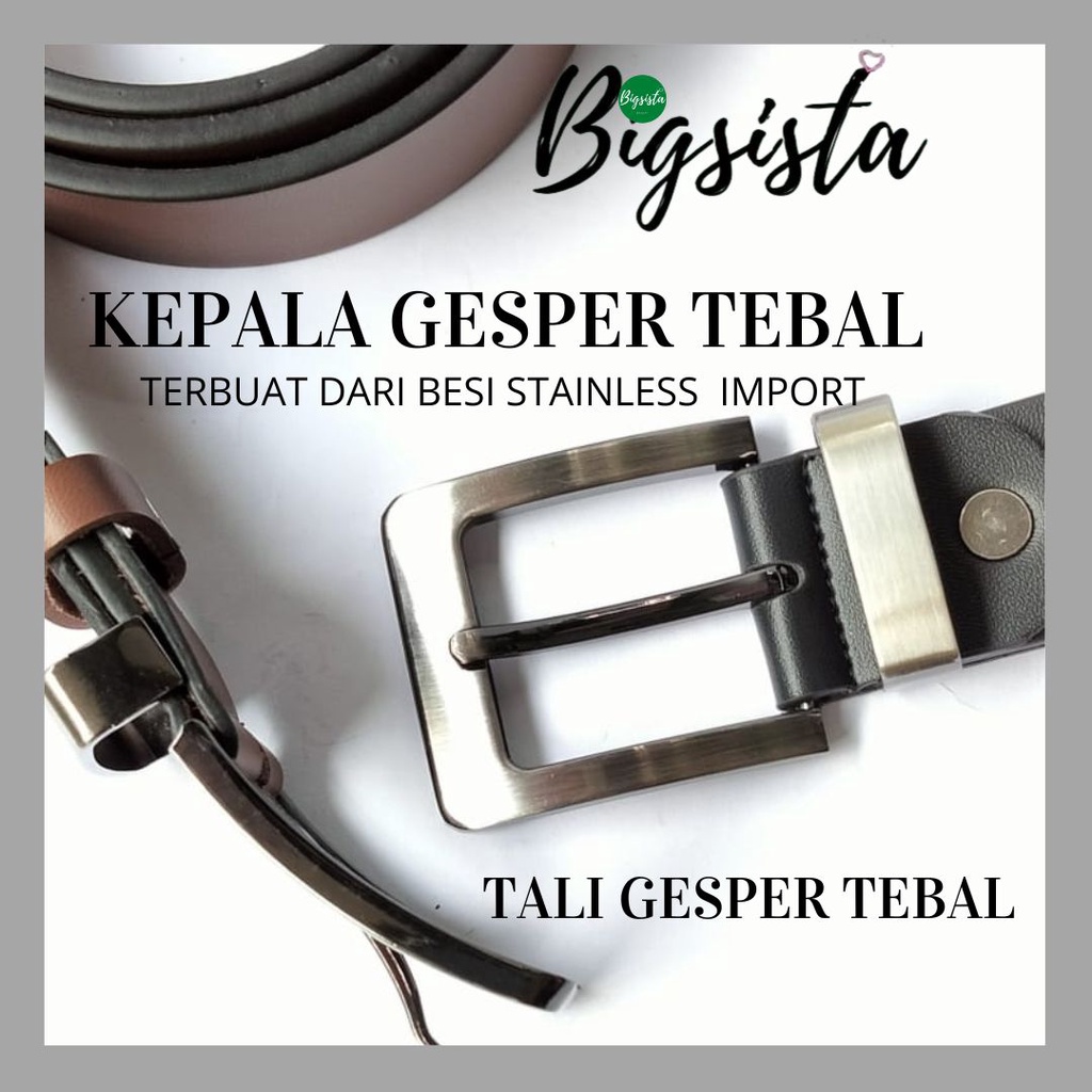 Ikat Pinggang Kulit Pria Ukuran Jumbo Kepala Jarum Gesper Cowok Big Size