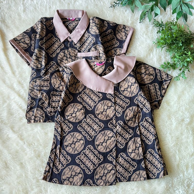 Couple Blus Batik Anak Dan Kemeja Batik Anak Jagad Coklat Sogan Couple Blus Batik Anak Perempuan