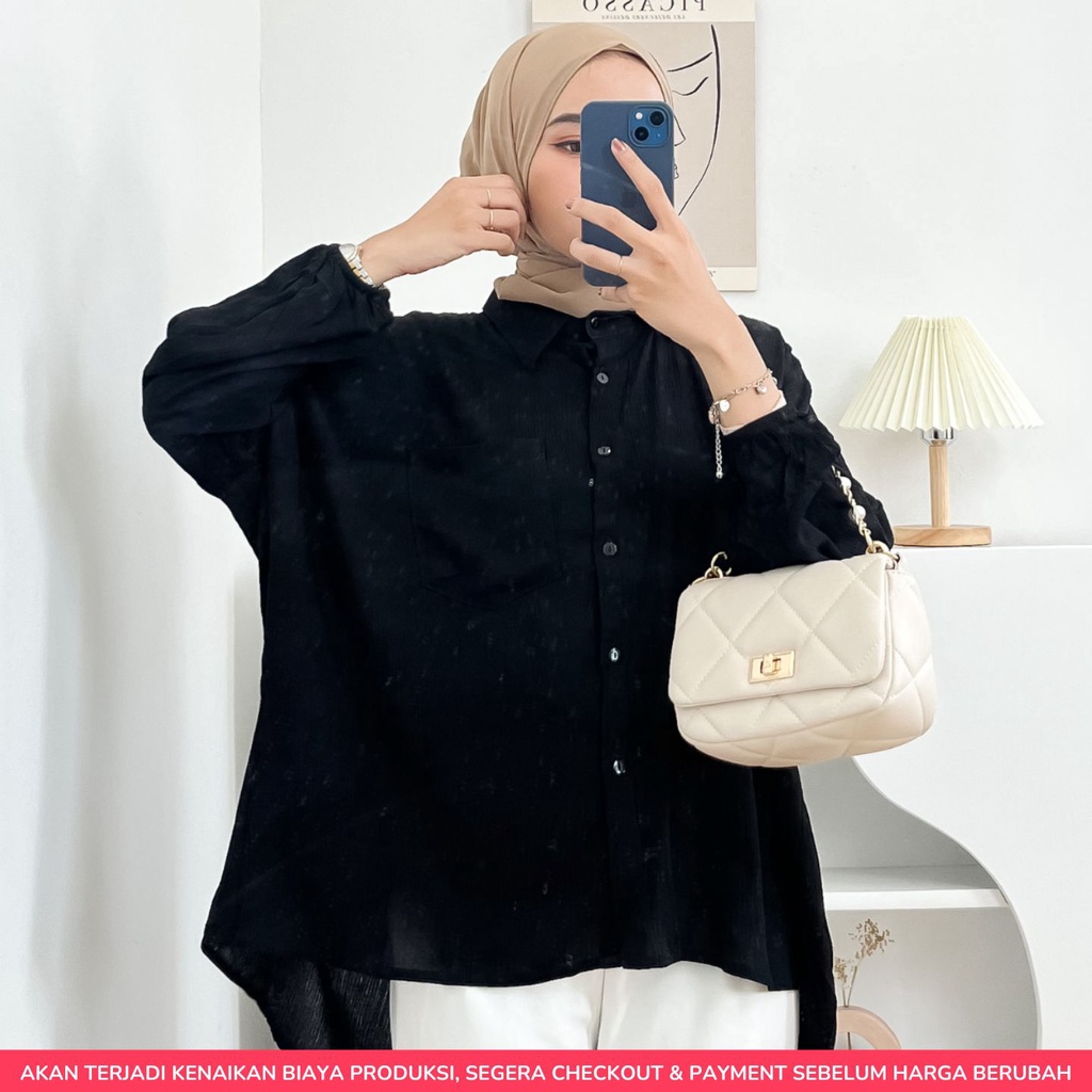 VIERA BLOUSE ATASAN WANITA OVERSIZE LENGAN BALON PANJANG KATUN RAYON CRINCLE AIRFLOW VISCOSE PREMIUM