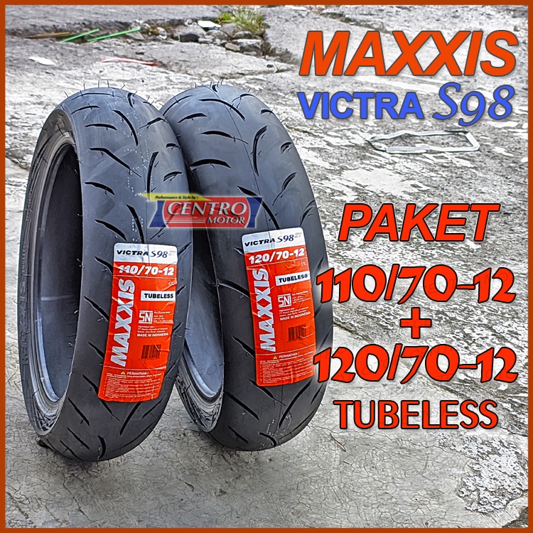 PAKET MAXXIS VICTRA RING 12 TUBELESS. BAN VESPA SPRINT/PRIMAVERA.