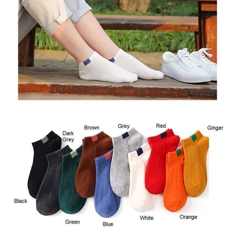 ZAYKA== Kaos Kaki Fashion Garis Atas Wanita Pria Murah Semata Ankle Socks Pendek Trend Korean