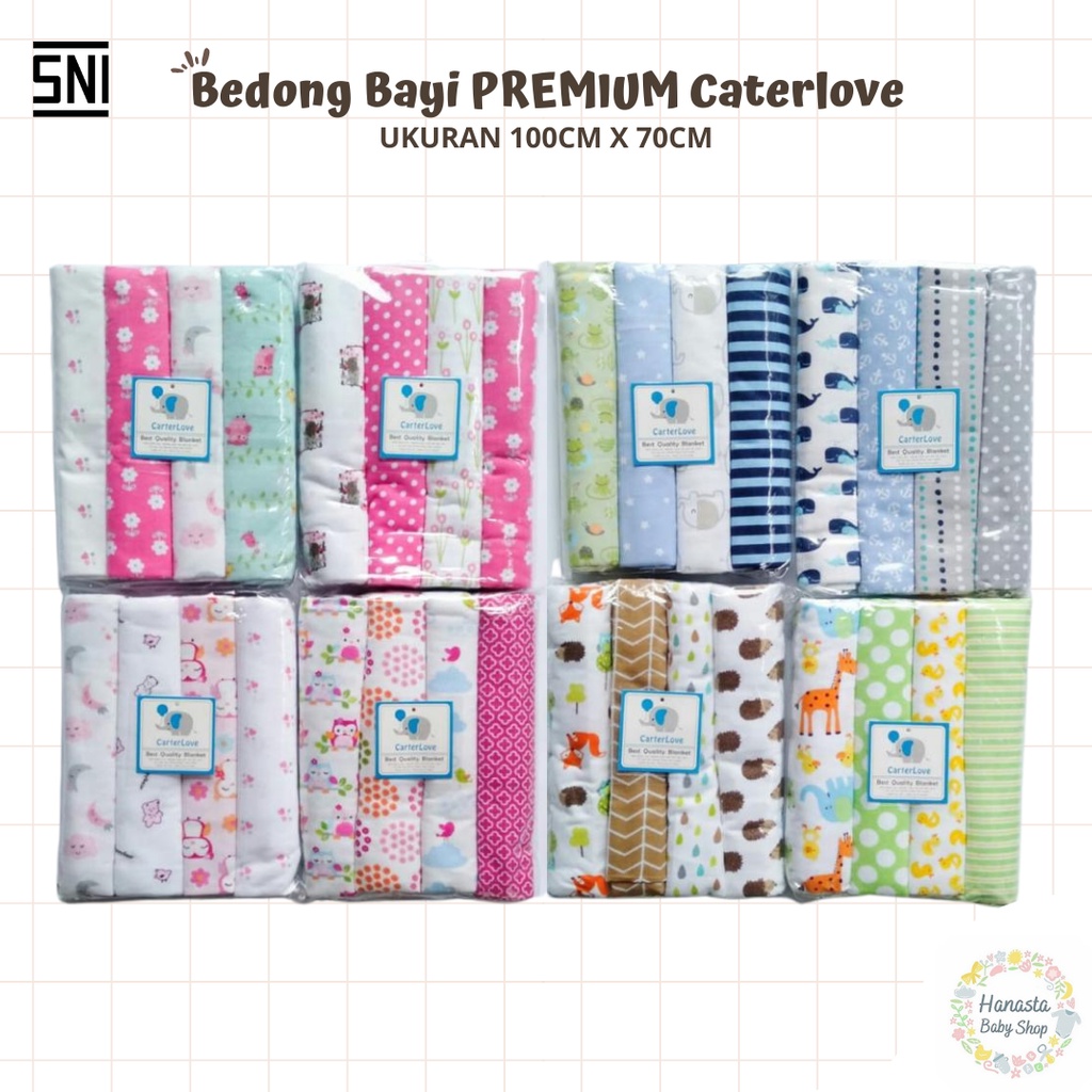 Paket 4Pcs PREMIUM Bedong Bayi Carterlove 100x70cm