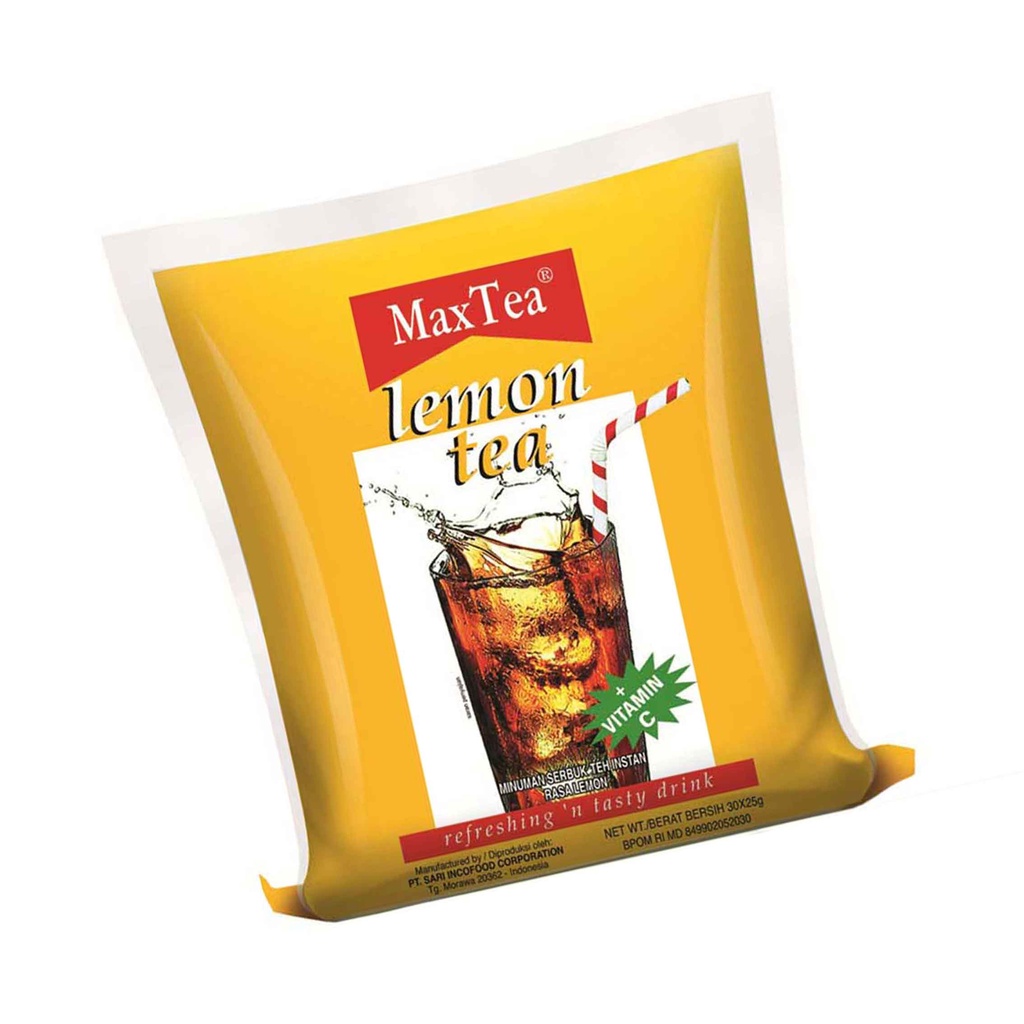 Teh  / MaxTea Lemon Tea / isi 30 pcs / Lemon tea / Teh serbuk instan