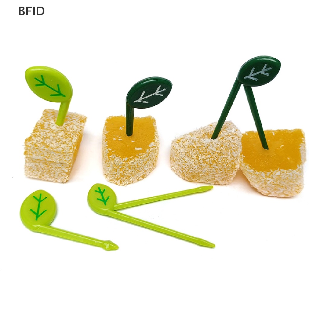 [BFID] 10pcs/set Daun Buah Garpu Picks Anak Snack Dessert Dekorasi Garpu Tusuk Gigi [ID]