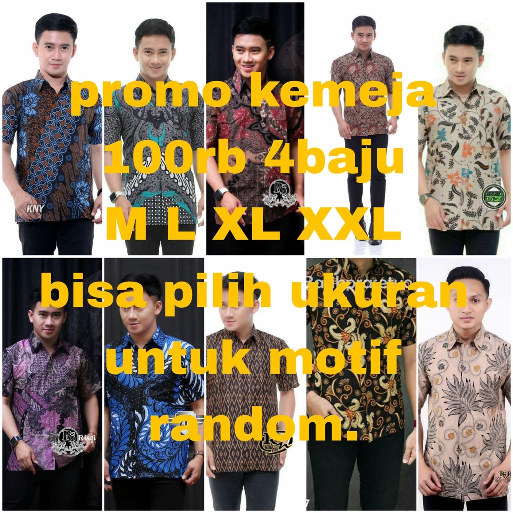 KEMEJA BATIK PROMO 100RB 5 PCS(harga paket dpt 5 pcs) 5 BAJU DEWASA M L XL XXL PROMO KEMEJA LENGAN PENDEK