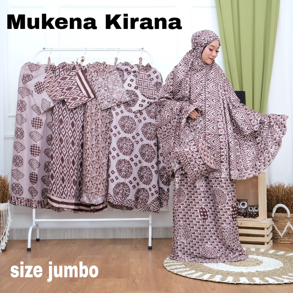 Mukena Motif Bunga / Batik - Rayon Atasan Bawahan Ukuran Jumbo Handmade Mukenah High Quality - Dewasa