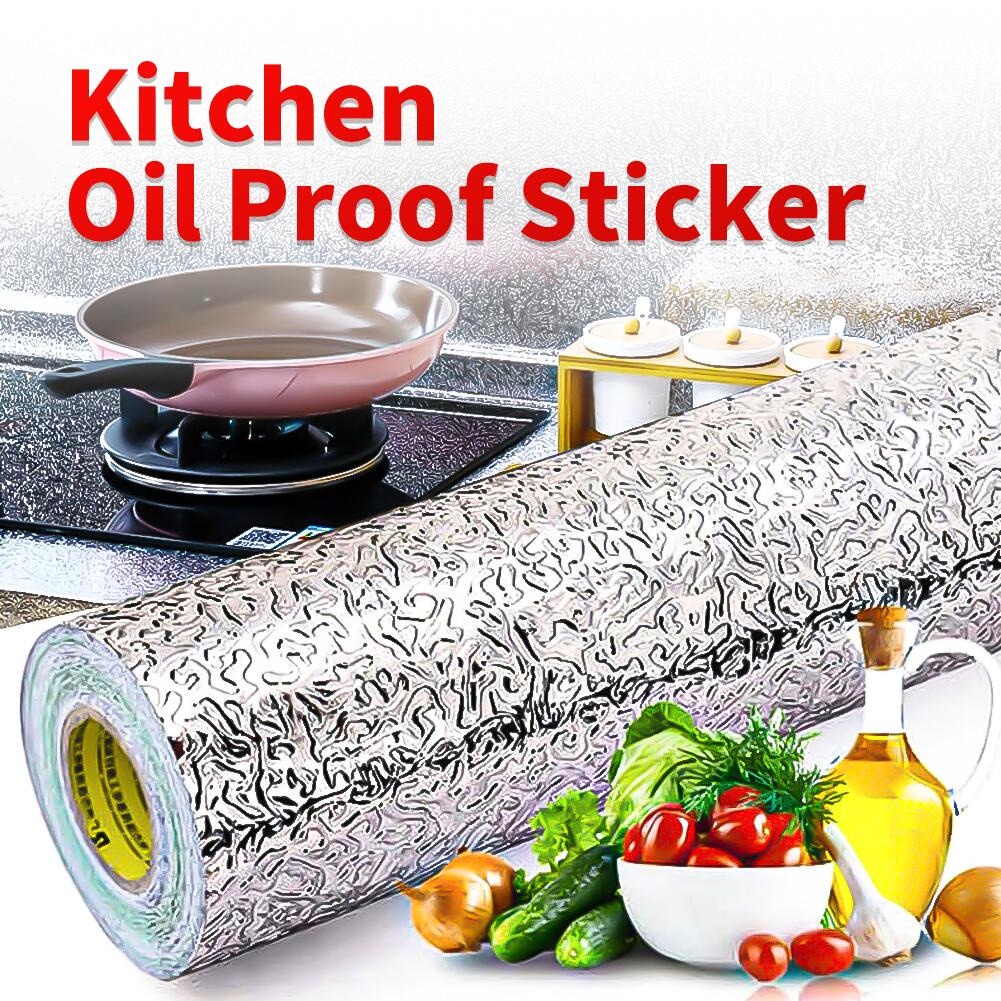 Wallpaper Aluminium Foil Anti Minyak Waterproof Sticker Dinding Banyak Motif dan Ukuran Tahan Air Dekorasi Ruangan Masak