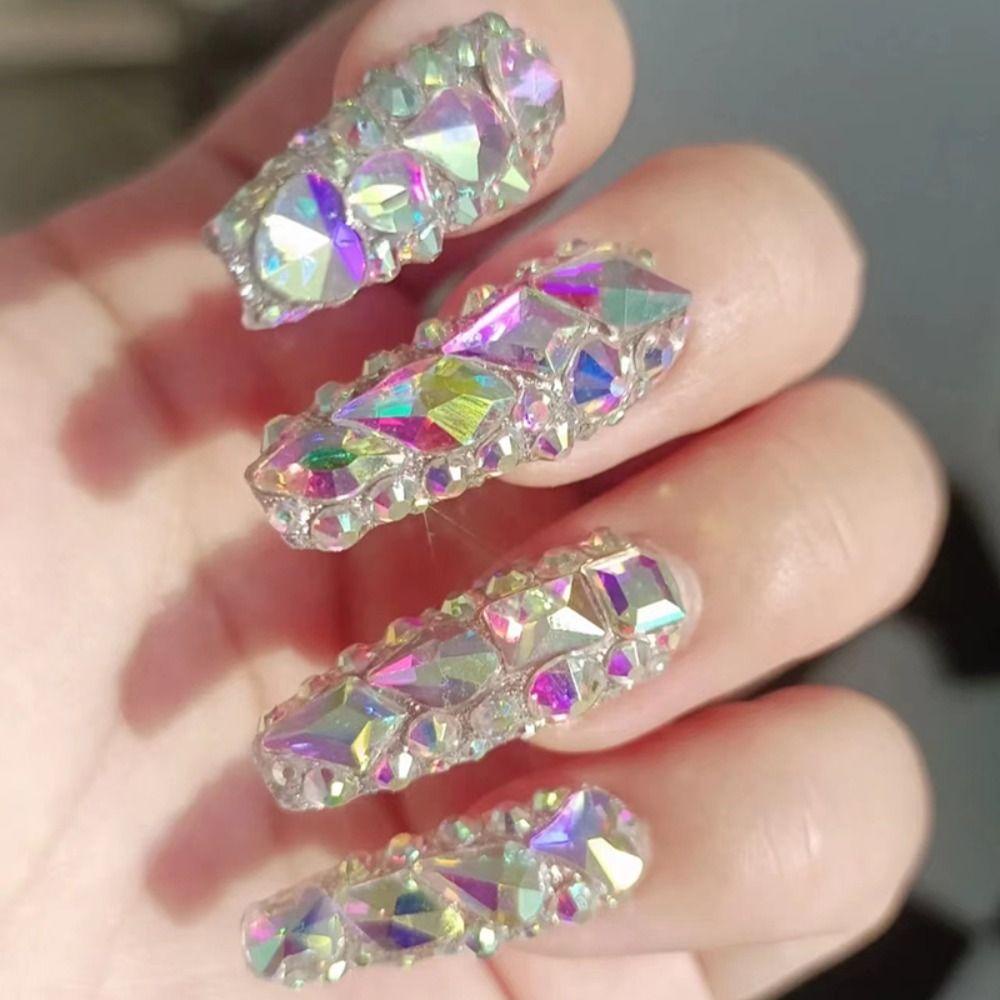 R-flower Nail Art Diamond Irregular Mewah Dekorasi Nail Art Flatback Diamond