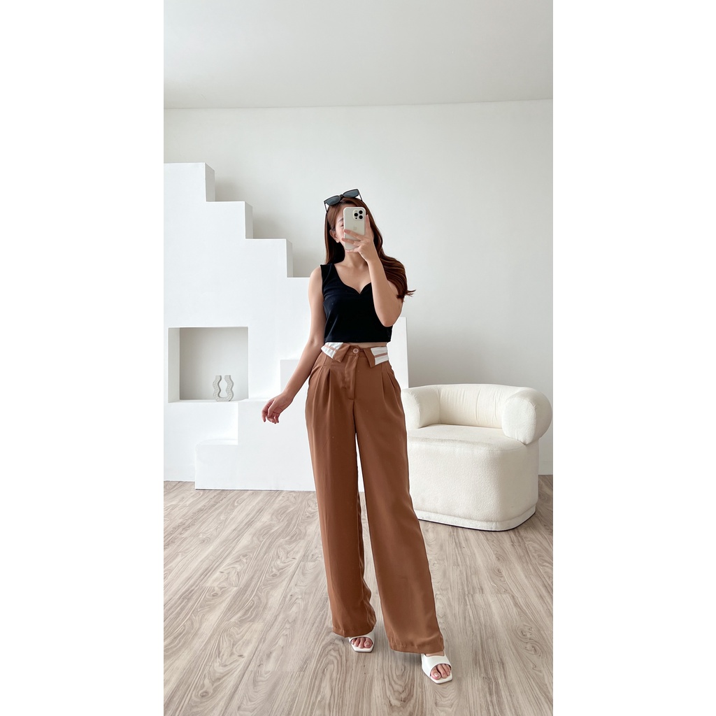 POTTIE - Cassey Collar Cullotes Pants - Long Culottes High Waist