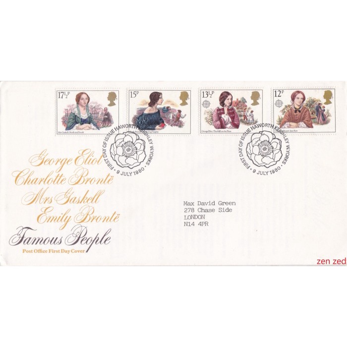 

A789 Prangko Inggris FDC 1980 Victorian Novelists 1 Pcs