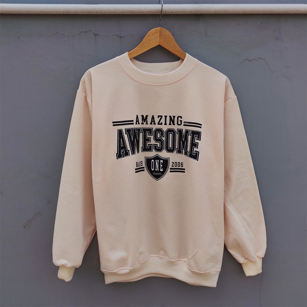 Sweater Oversize Awesome - Korean Style Sweatshirt Wanita Dan Pria