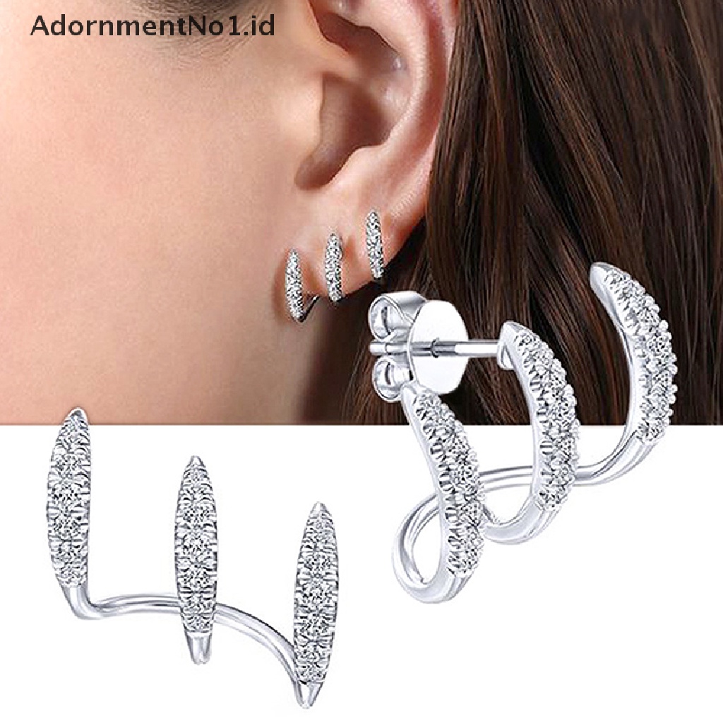 [AdornmentNo1] 1pasang Cakar Anting Pejantan Trendi Minimalis Mungil Micro Hias Zirkon Mungil Telinga Bungkus Cuff Studs Earrings Desain Modern Aksesoris Perhiasan Fashion [ID]