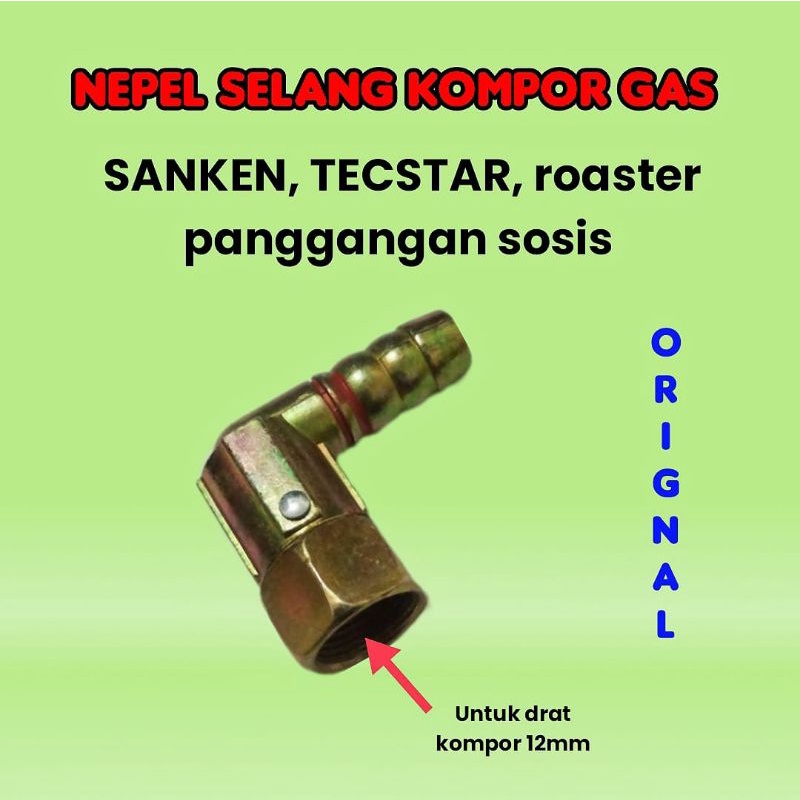 Nepel Kompor Gas Sambungan Selang Kompor Gas  roaster nepel L  12 mm