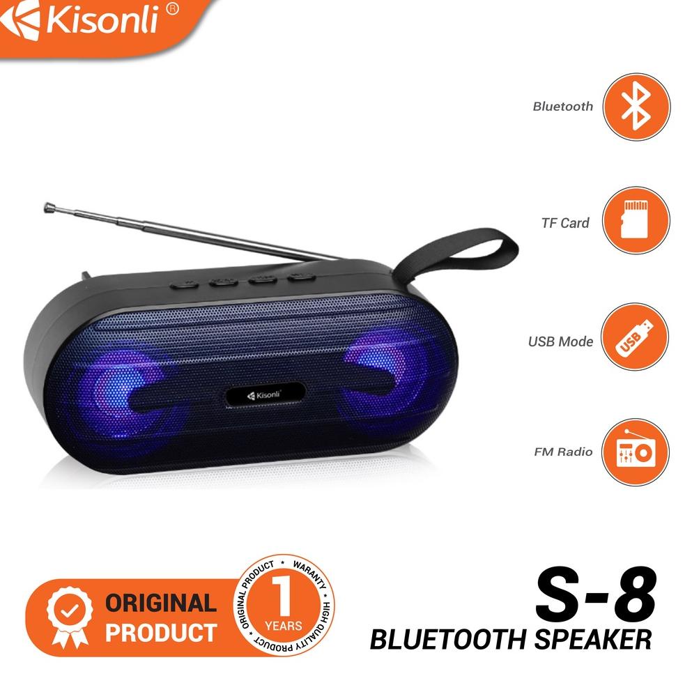 KISONLI - Speaker Bluetooth Portable With Antena Support BT, FM Radio, USB, TF-Card - S8 ‣ CAG.05Ja2