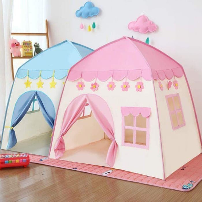 Tenda Anak Model House Rumah Jendela AN8112 Tenda Bermain Princess Castle Outdoor Biru dan Pink