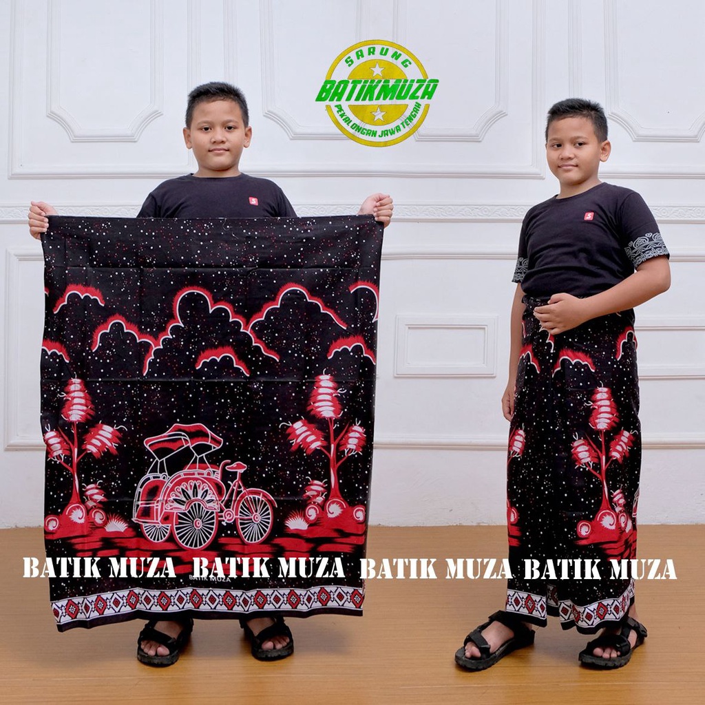 SARUNG ANAK MOTIF BECAK SARUNG ANAK LAKI LAKI SARUNG BATIK ANAK HITAM PUTIH SARUNG ANAK SD