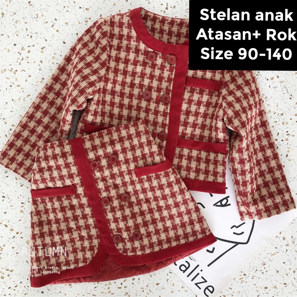 (LOLI-JKT) BS-386 STELAN ANAK CEWEK MODEL EMMA TWEED SIZE 90-140